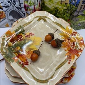 Autumn Harvest Celebration Ceramic Serving Plate - 🍂🍁 4 Plates